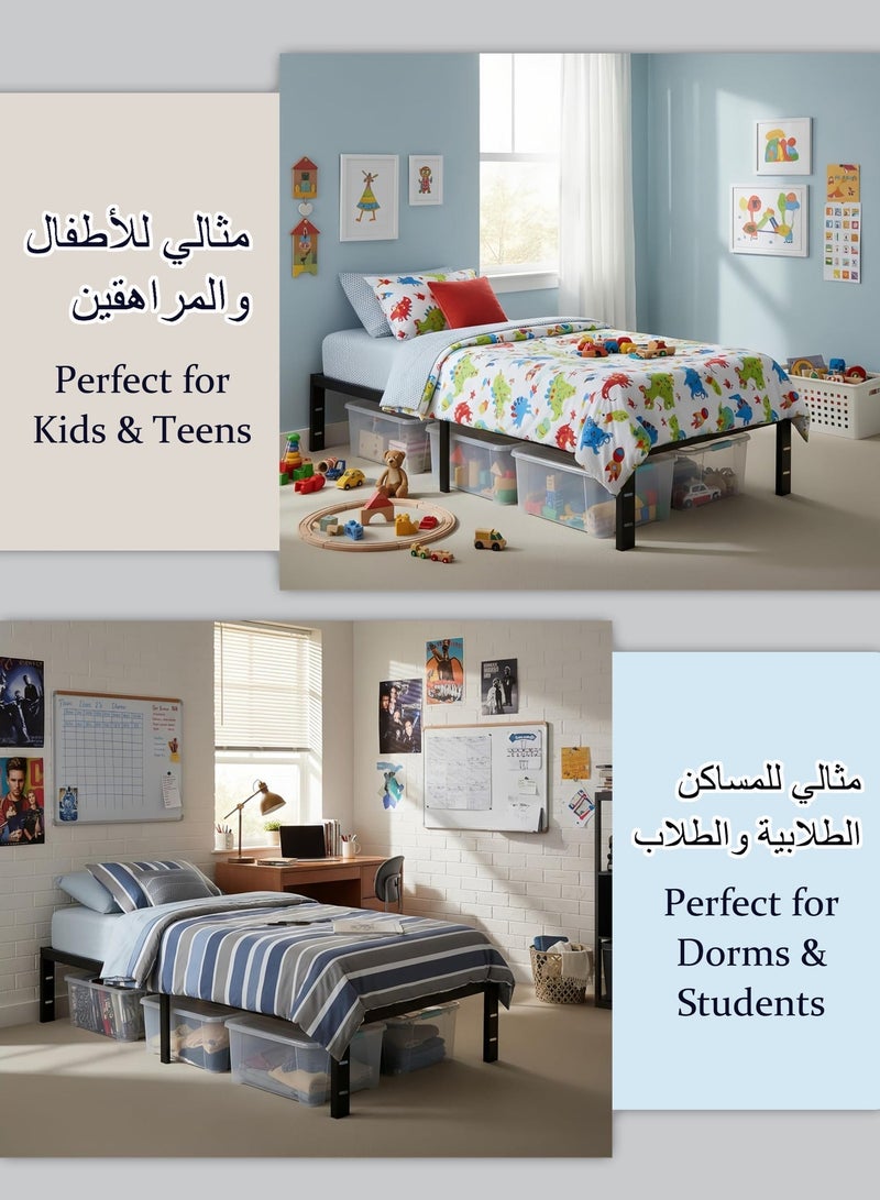 WEMART Twin Bed Frame 35 cm - 1400lbs Heavy Duty Metal Platform Bed, Integrated Strong Steel Slat Support, No Box Spring Needed, Anti-Slip & Noise-Free Mattress Foundation, Easy Assembly, Black - Image 4